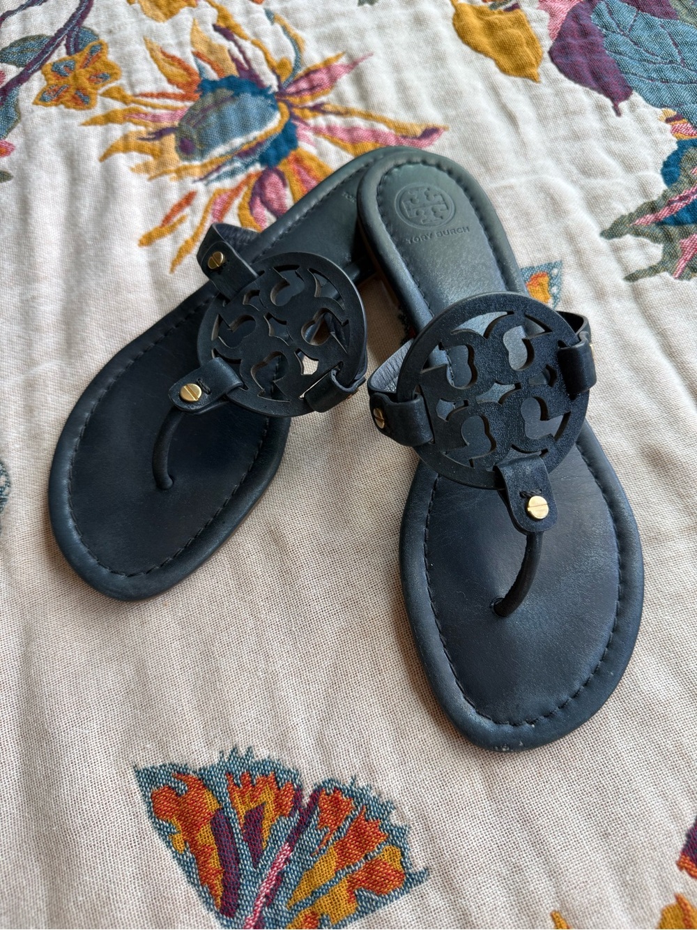 Tory Burch Miller Sandals in Metallic Blue
